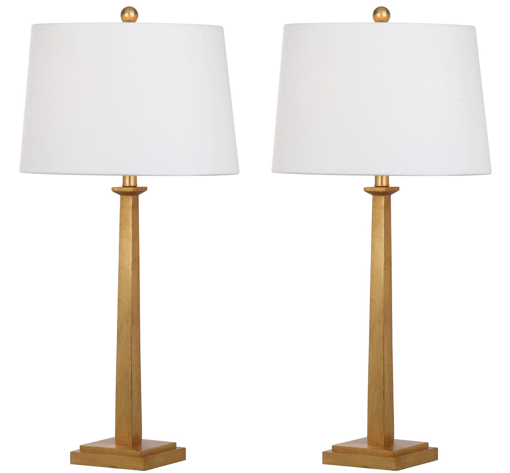 SAFAVIEH Andino Gold 32-inch Table Lamp Set of 2 with LED Bulbs - Modern Bedroom, Living Room & Home Office Lighting for Nightstands and Desks