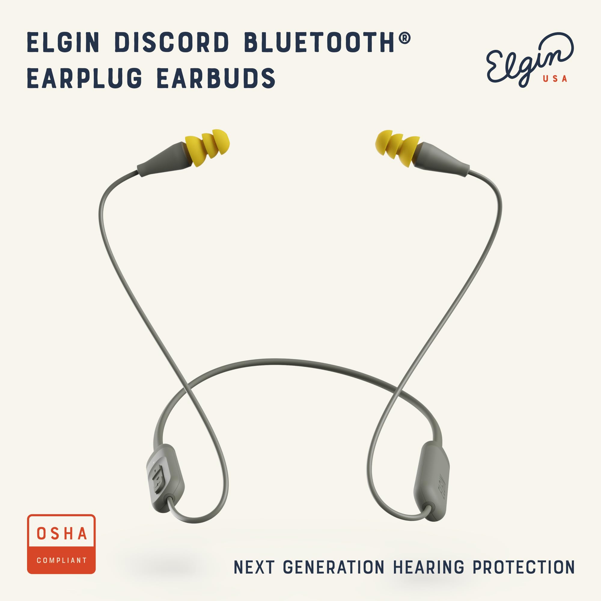 Elgin Discord Bluetooth Earplugs - OSHA Compliant Noise-Isolating Wireless Earbuds for Industrial Work & High-Noise Environments | All-Weather Safety Headphones for Construction, Manufacturing & Airport Workers