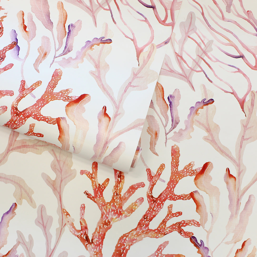 Coral Reef Peel and Stick Wallpaper - Self-Adhesive Removable Wallpaper for Bedroom, Bathroom, Nursery - Tropical Underwater Theme Decor