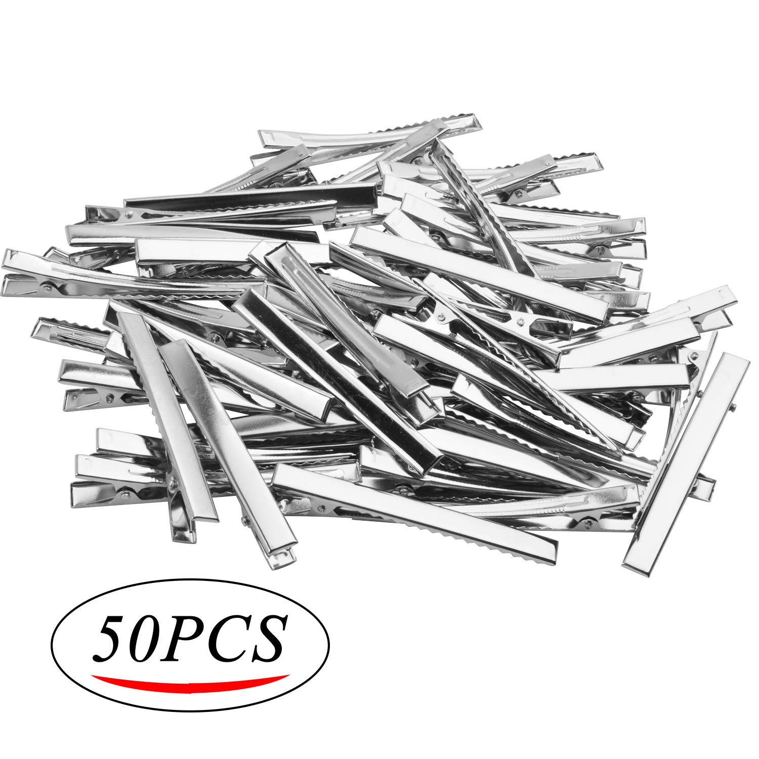 50pcs DIY Metal Alligator Hair Clips 7.5cm (3 Inch) Duckbill Hair Clips with Teeth - Flat Top Hairpins for Hairbow Making, Crafting Accessories & DIY Hair Styling - Perfect for Bridal, Cosplay, and Everyday Hairstyles