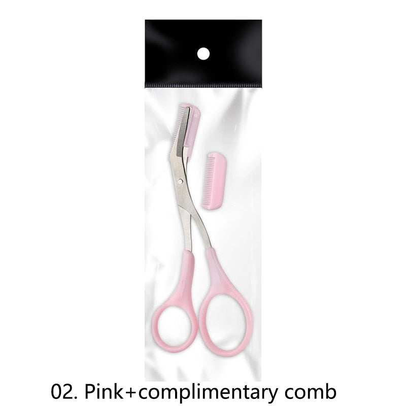 Professional Stainless Steel Eyebrow Scissors with Comb for Women - Precise Grooming & Shaping Tool for Eyebrows, Eyelashes & Facial Hair - Perfect for Home Salon, Travel & Makeup Kit