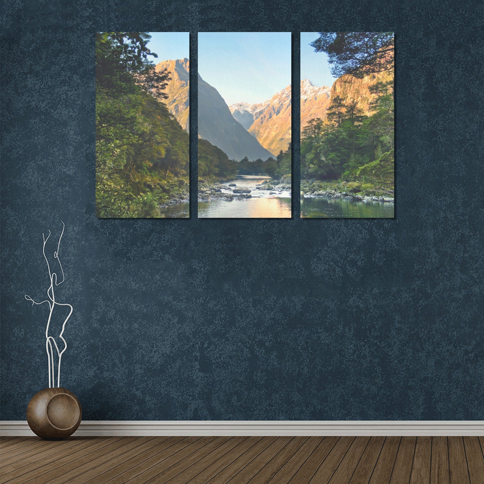 Mountain Valley 3 Piece Canvas Wall Art Set - Framed Landscape Prints for Living Room, Bedroom & Office Decor