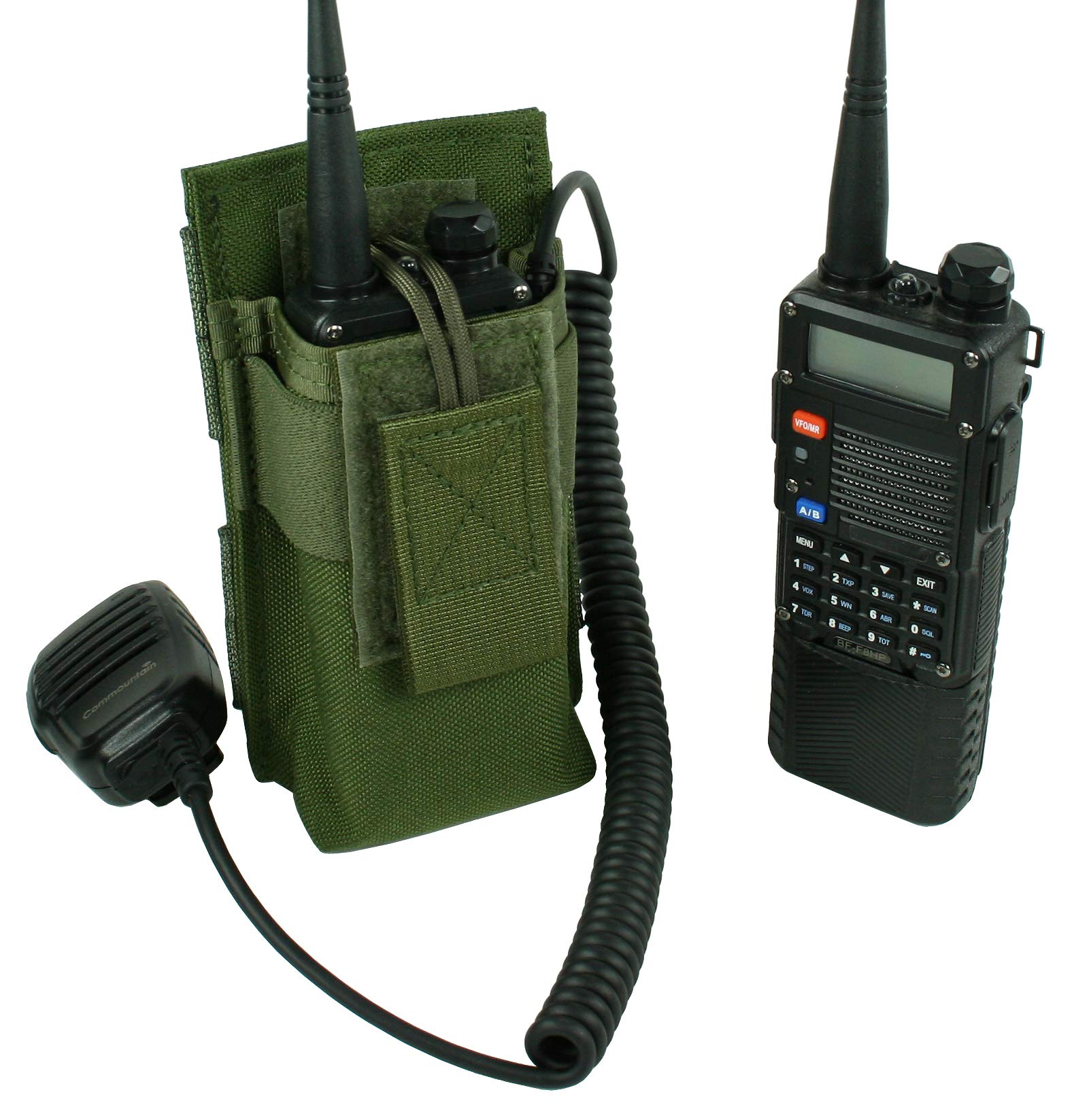 Tactical MOLLE Radio Pouch (OD Green) for Baofeng UV-5R & BF-F8HP - Extended Battery Compatible - Military Gear & Outdoor Communication Accessory