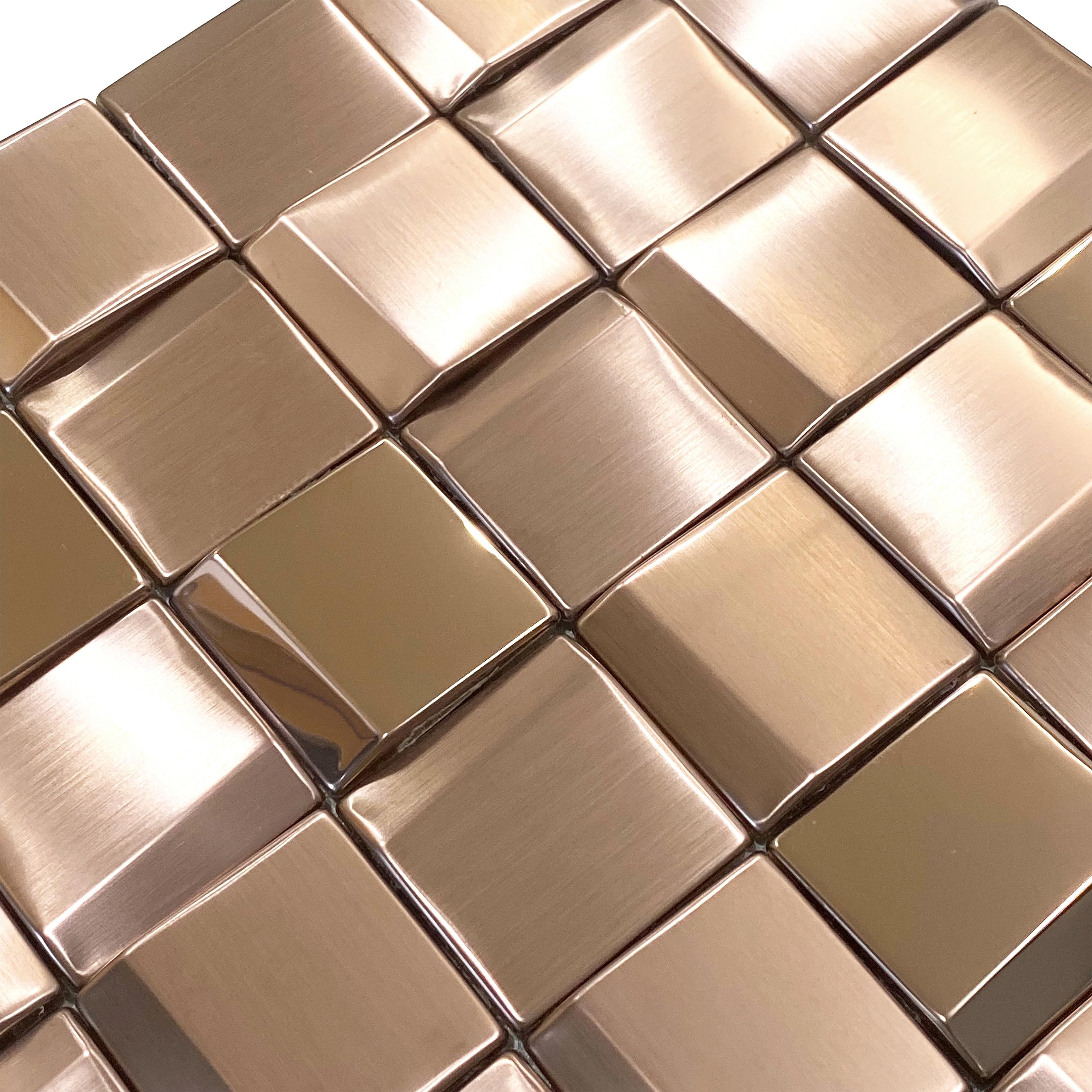3D Copper Tile Backsplash - Peel and Stick Accent Wall Panels (5 Sheets) - Dimensional Wall Tiles for Kitchen, Bathroom & Home Decor