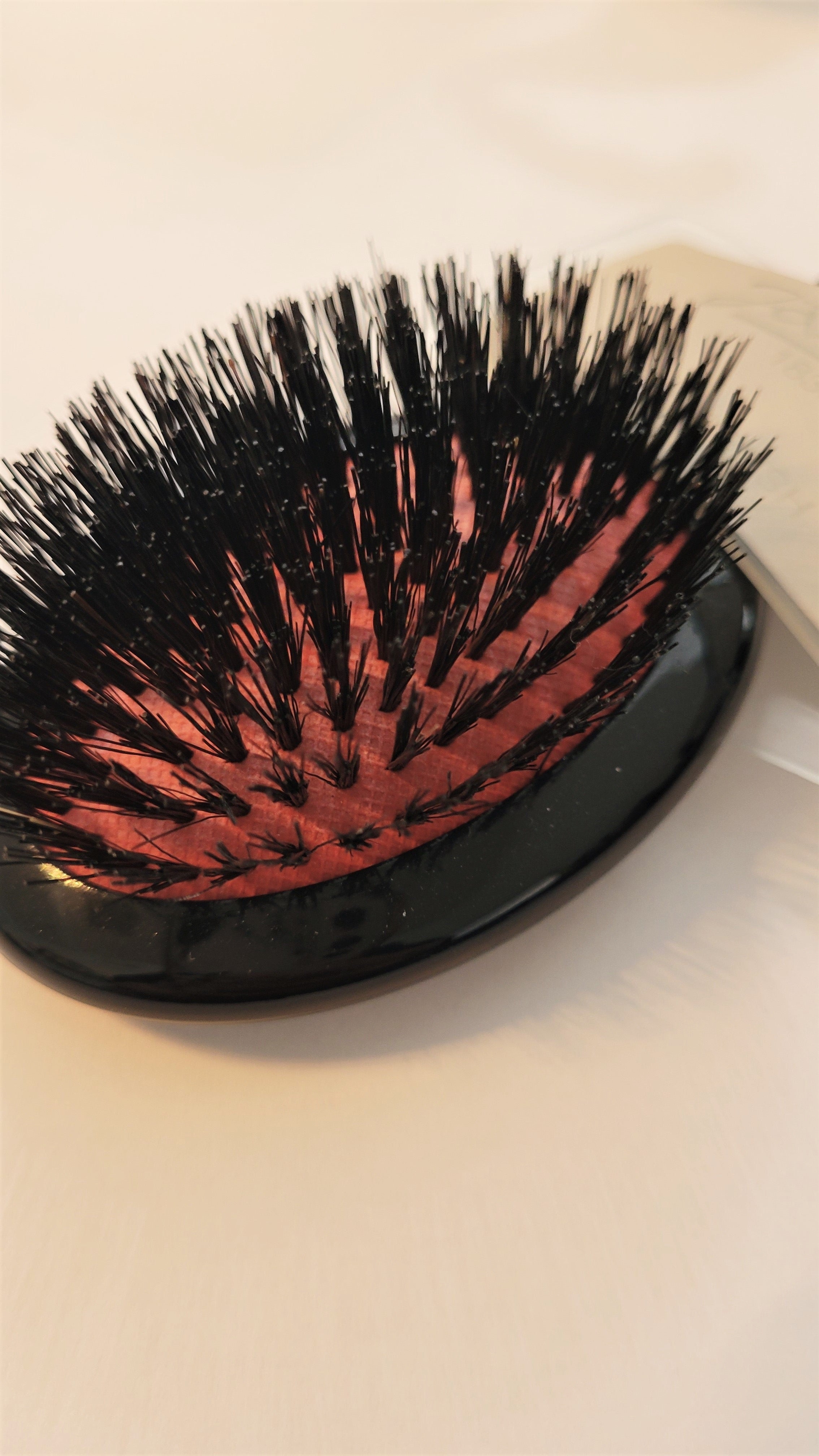 Janeke Pure Bristle Hair Brush - Small Black Boar Bristle Brush for Smoothing, Styling & Shine | Perfect for Daily Hair Care & Detangling at Home or Travel