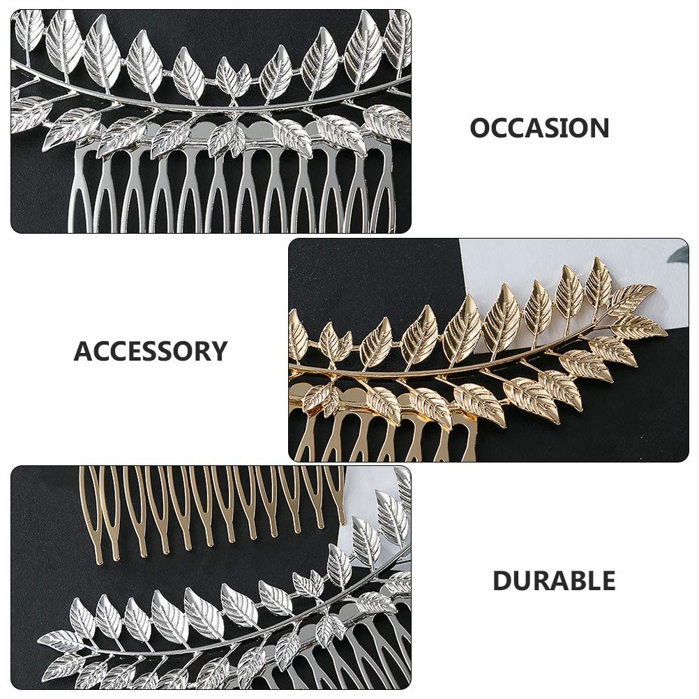 2PCS Hollow Out Leaf Hair Combs - Elegant Leaves Hairpins, Bridal Flower Headpiece & Hair Barrettes for Women - Fashionable Small Alloy Leaf Hair Clips for Side Styling - Perfect for Weddings, Parties & Everyday Wear