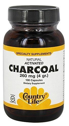 Country Life Activated Charcoal Capsules 100 Count - Detox & Digestive Support for Gas Relief & Cleansing - Perfect for Travel, Food Indulgence & Wellness Routines