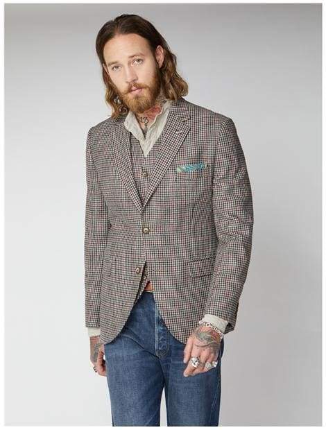 Gibson Mason Fawn Black and Red Check Blazer for Men - Stylish Plaid Sport Coat for Business, Office, and Formal Events