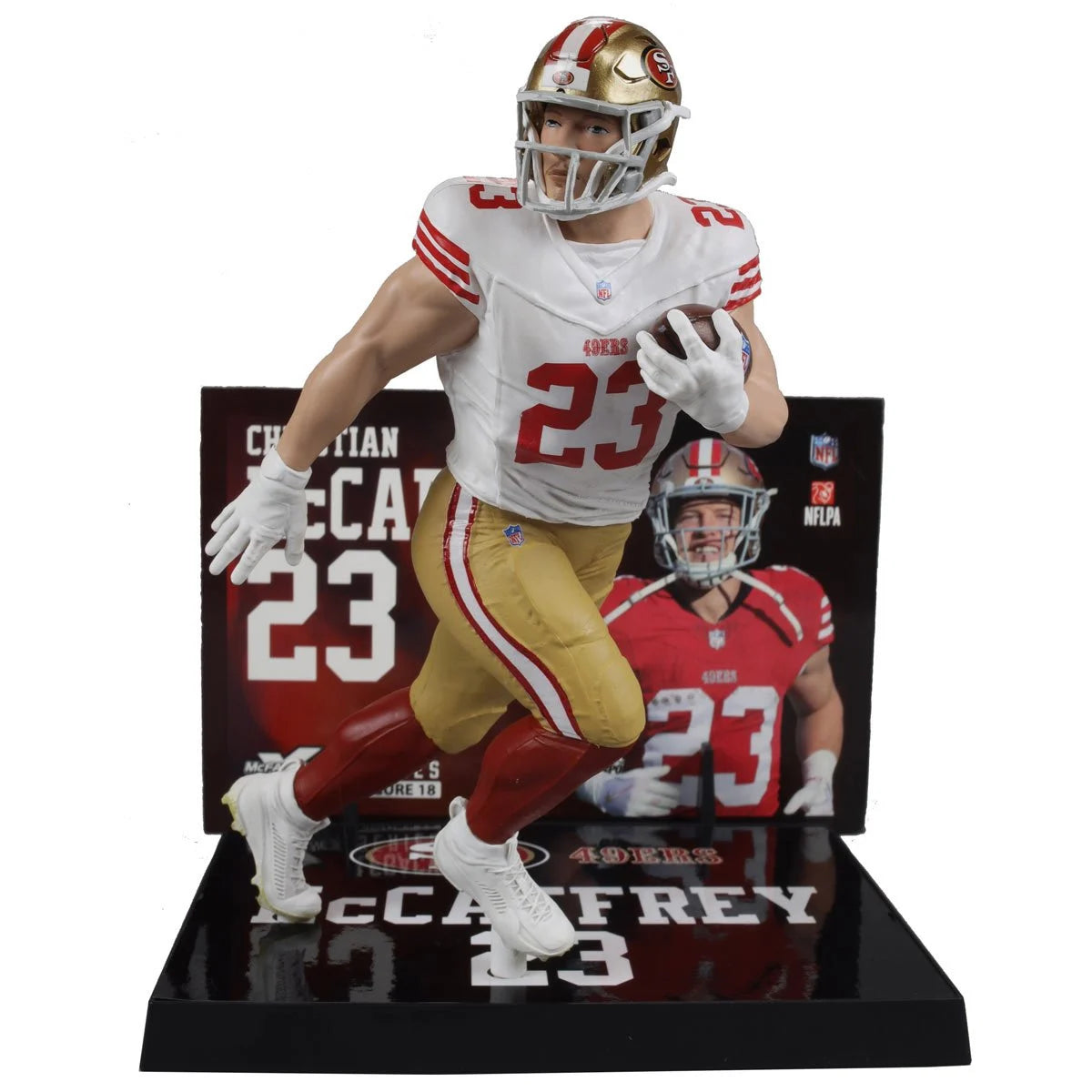 Christian McCaffrey San Francisco 49ers White Jersey NFL Action Figure - 2024 Platinum Chase Collectible SportsPicks for Football Fans & Memorabilia Collectors - Perfect for Display, Gifts, and Game Room Decor