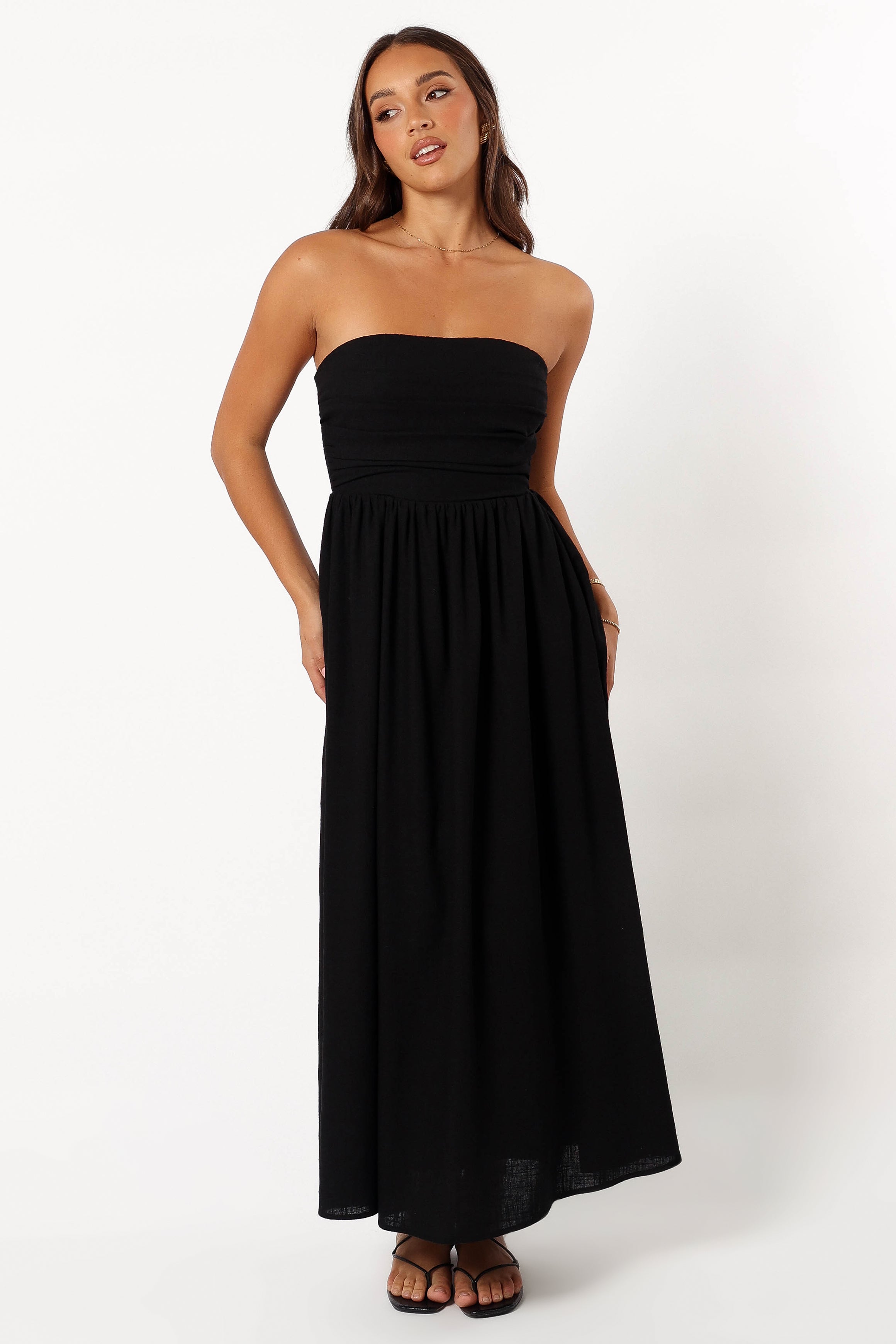 Kayt Strapless Dress - Black | Elegant Sleeveless Evening Gown for Women | Perfect for Parties, Weddings & Special Occasions