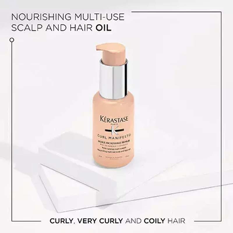 Kérastase Curl Manifesto Sublime Repair Nourishing Hair & Scalp Oil for Curly Hair - Multi-Use Treatment for Dry, Damaged Hair - Perfect for Daily Hydration & Frizz Control