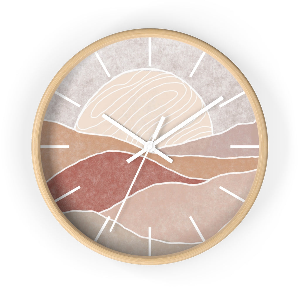 Silent Wall Clock with Sunset Modern Landscape Design - Battery Operated, No Ticking Noise - Perfect for Living Room, Bedroom, and Office Decor