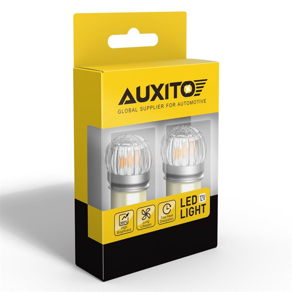 AUXITO Upgraded 1157 LED Bulbs - Super Bright Amber Yellow Turn Signal Lights (2057 2357 3496 7528 Compatible) for Cars, Trucks & Motorcycles - Enhanced Visibility & Safety