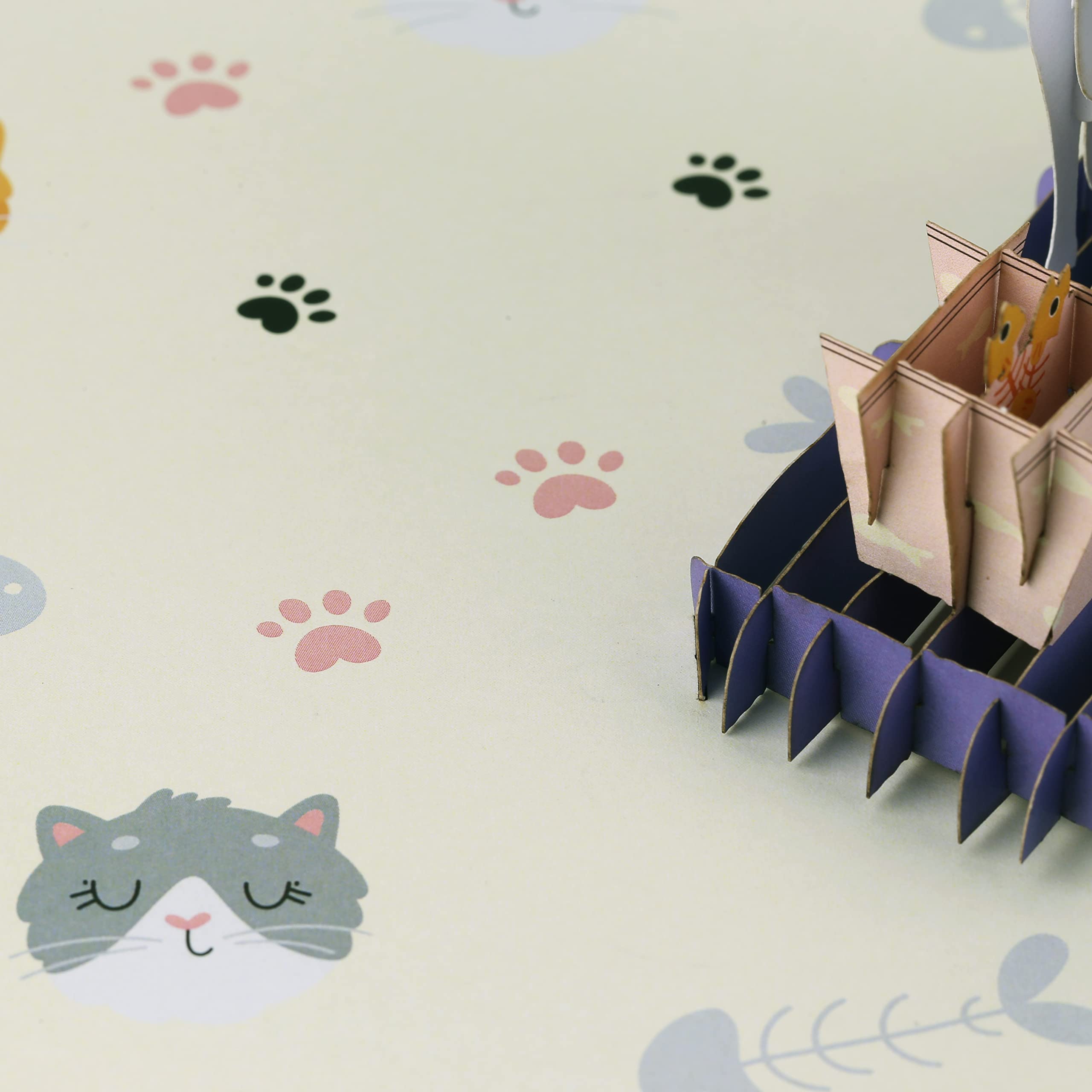 TRUANCE Pop Up Greeting Card - Cats & Fishes 3D Birthday Card for Mom, Dad, Daughter | Anniversary Gift Idea | Perfect for Birthdays, Mother's Day, Father's Day & Special Occasions