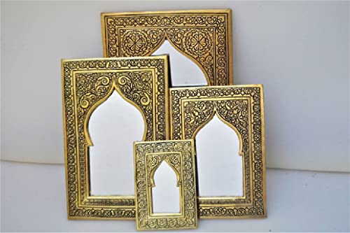 Handmade Moroccan Brass Wall Mirror - Large Gold Decorative Mirror for Bathroom, Living Room & Bedroom - Unique Gift & Elegant Wall Decor