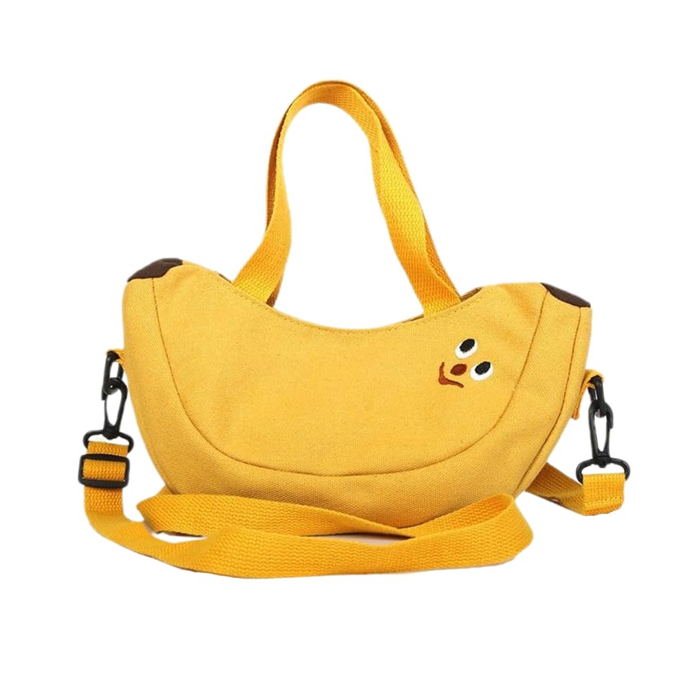 1Pcs Cute Banana-Shaped Canvas Handbag for Women - Fruit-Themed Small Coin Purse & Casual Outing Bag | Perfect for Beach Trips, Shopping, and Daily Use