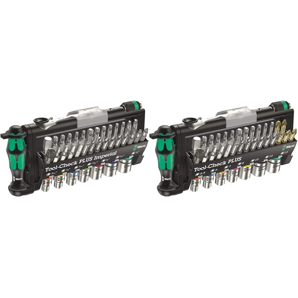 Wera Tool-Check Plus 39-Piece Bit Ratchet Set with Sockets - Premium German-Made Screwdriver Kit for DIY, Automotive & Home Repair