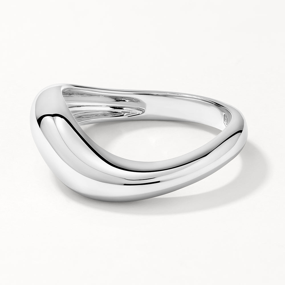 Sterling Silver Wave Dome Ring for Women - Elegant Stackable Band Jewelry for Everyday Wear, Gift Giving & Special Occasions