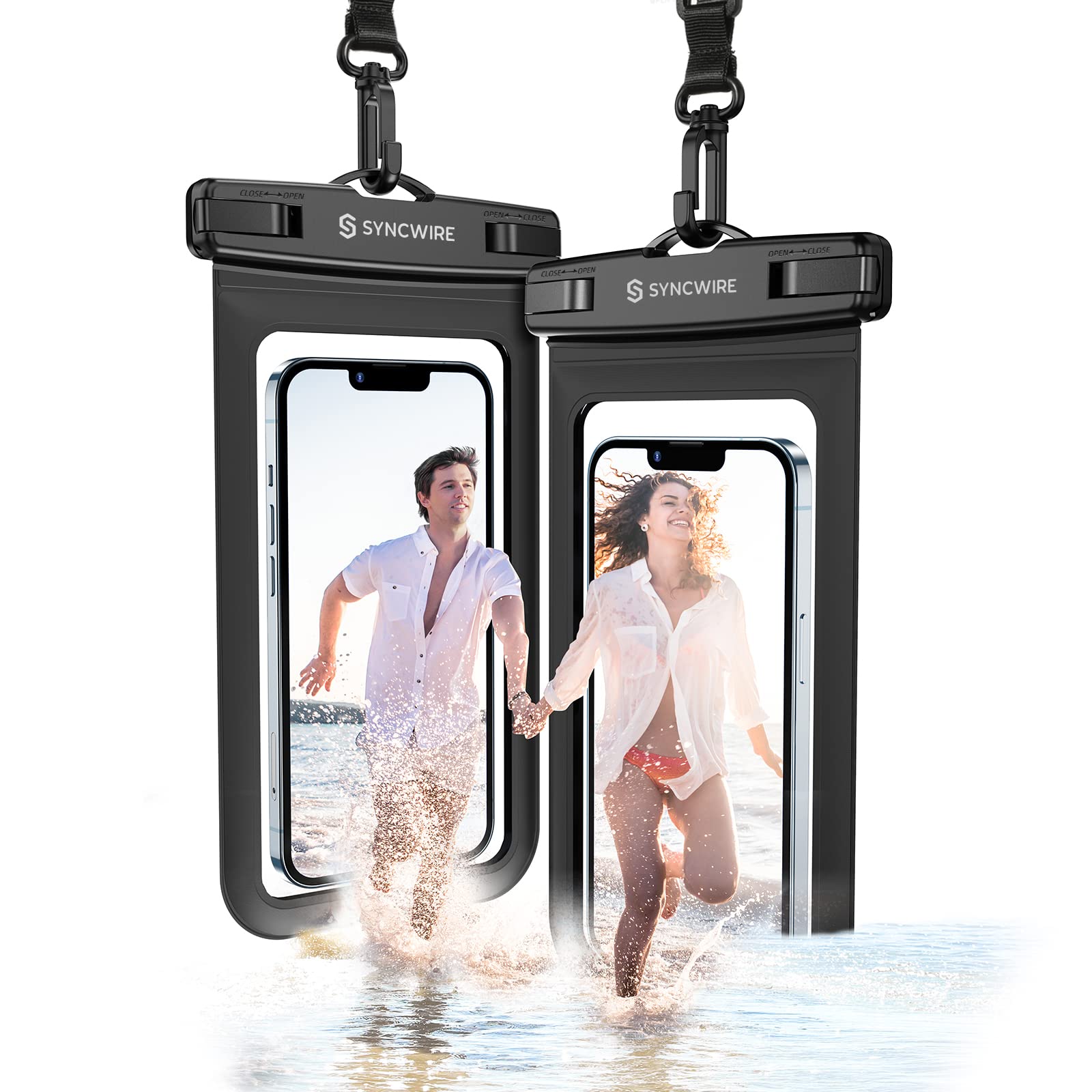 SYNCWIRE Waterproof Phone Pouch [2-Pack] - IPX8 Waterproof Phone Case Dry Bag with Lanyard for iPhone 15/14/13/12/11 Pro/XS MAX/XR/X & Samsung S23/S22/S20 (Fits Phones Up to 7 Inches) - Perfect for Swimming, Beach, Kayaking & Outdoor Activities