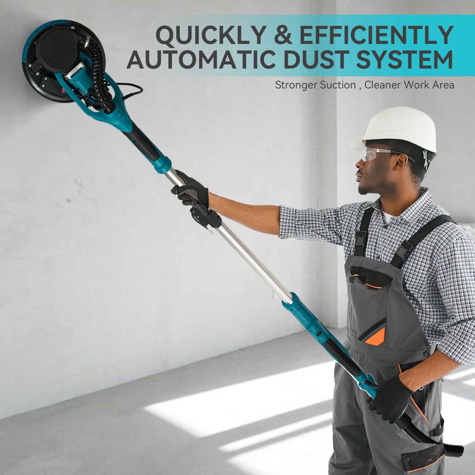 1050W Electric Drywall Sander with Vacuum Dust Collector - 6 Speed 2100RPM, 18 Sanding Discs, Extendable Pole & LED Lights for Smooth Wall Finishing - Perfect for Home Renovation, Drywall Repair and Professional Construction Projects