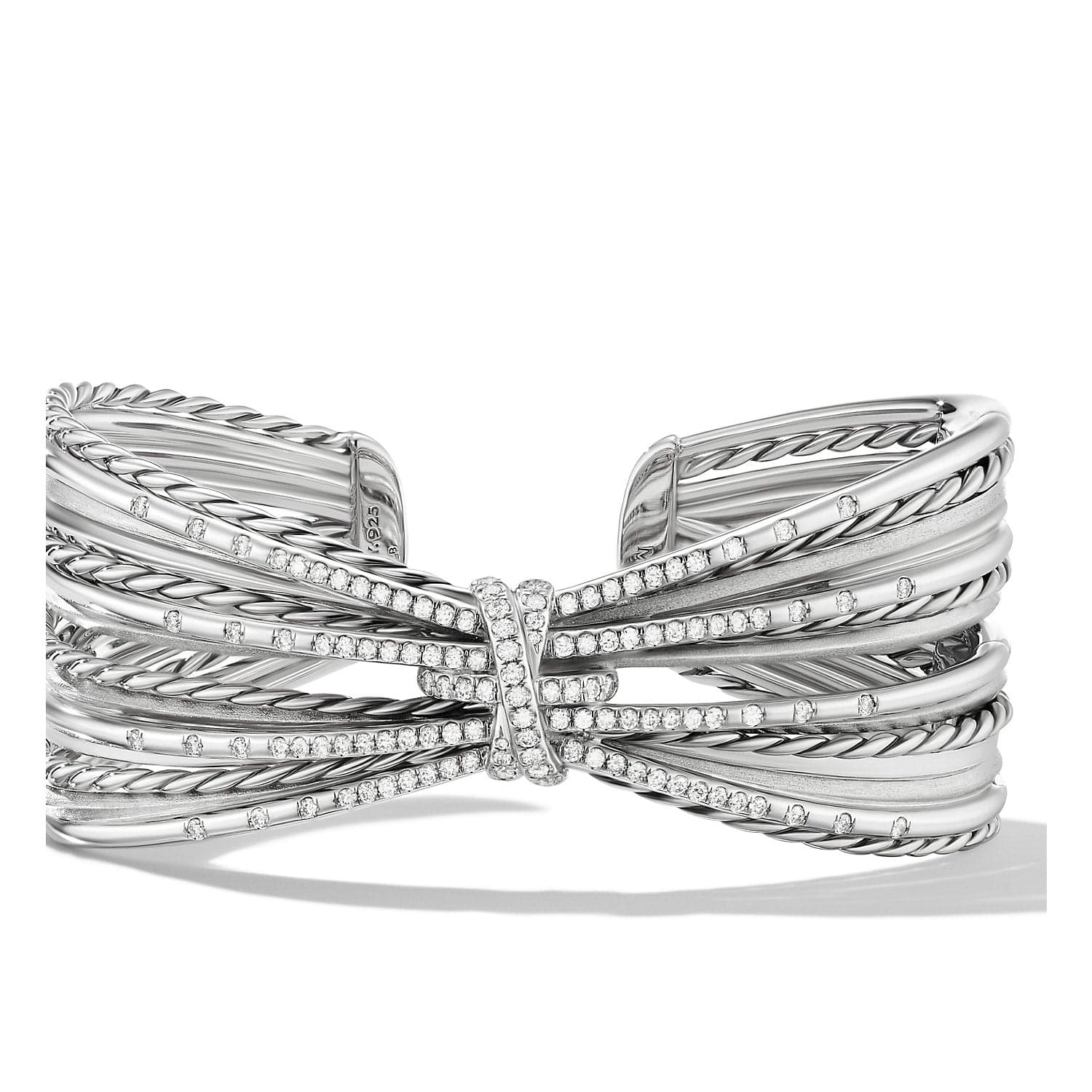 Sterling Silver Angelika Four Point Cuff Bracelet with Pave Diamonds - Elegant Jewelry for Women, Perfect for Weddings, Parties & Special Occasions