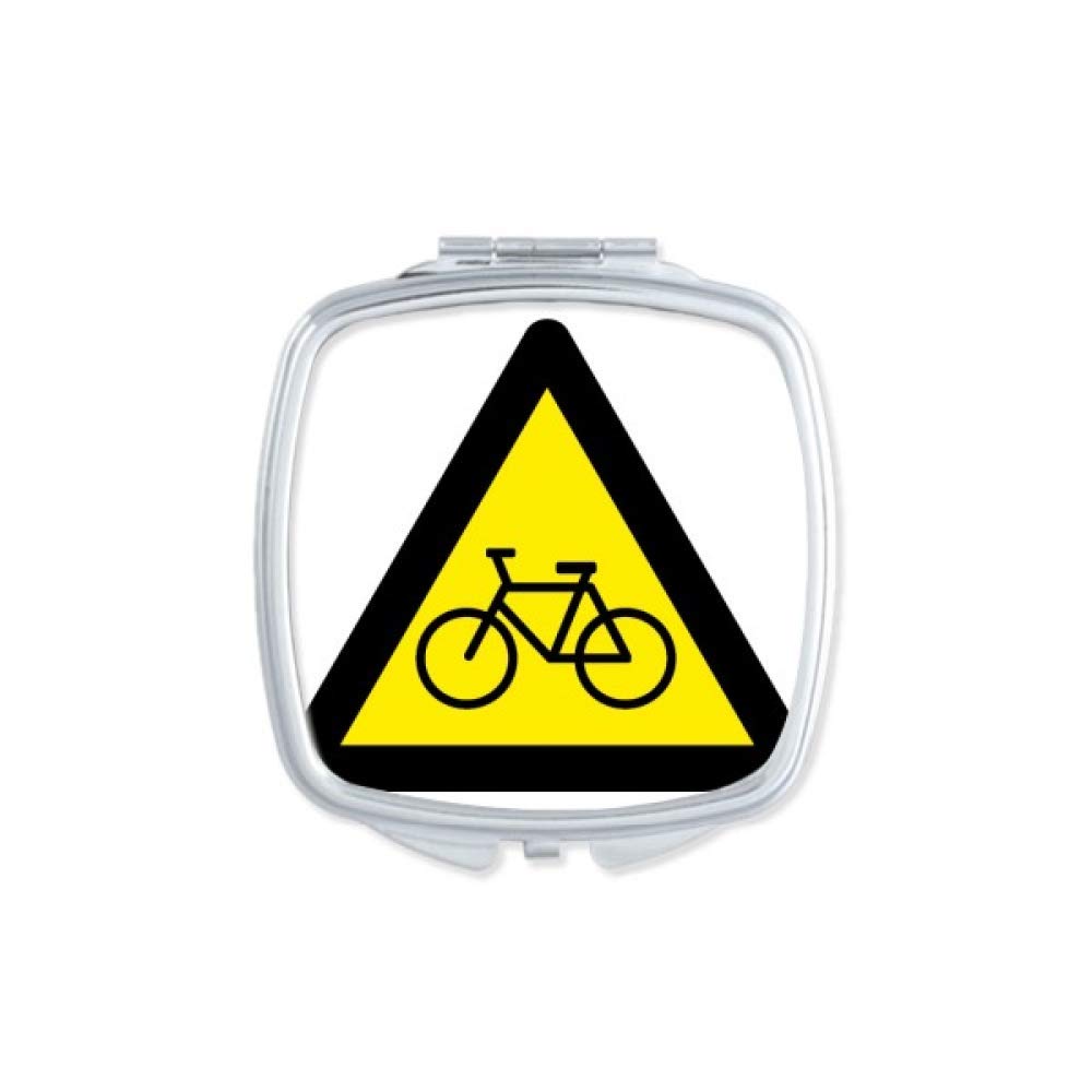 Portable Compact Bicycle Safety Mirror - Double-Sided Glass with Yellow & Black Warning Symbol - Perfect for Cycling, Running, and Outdoor Sports