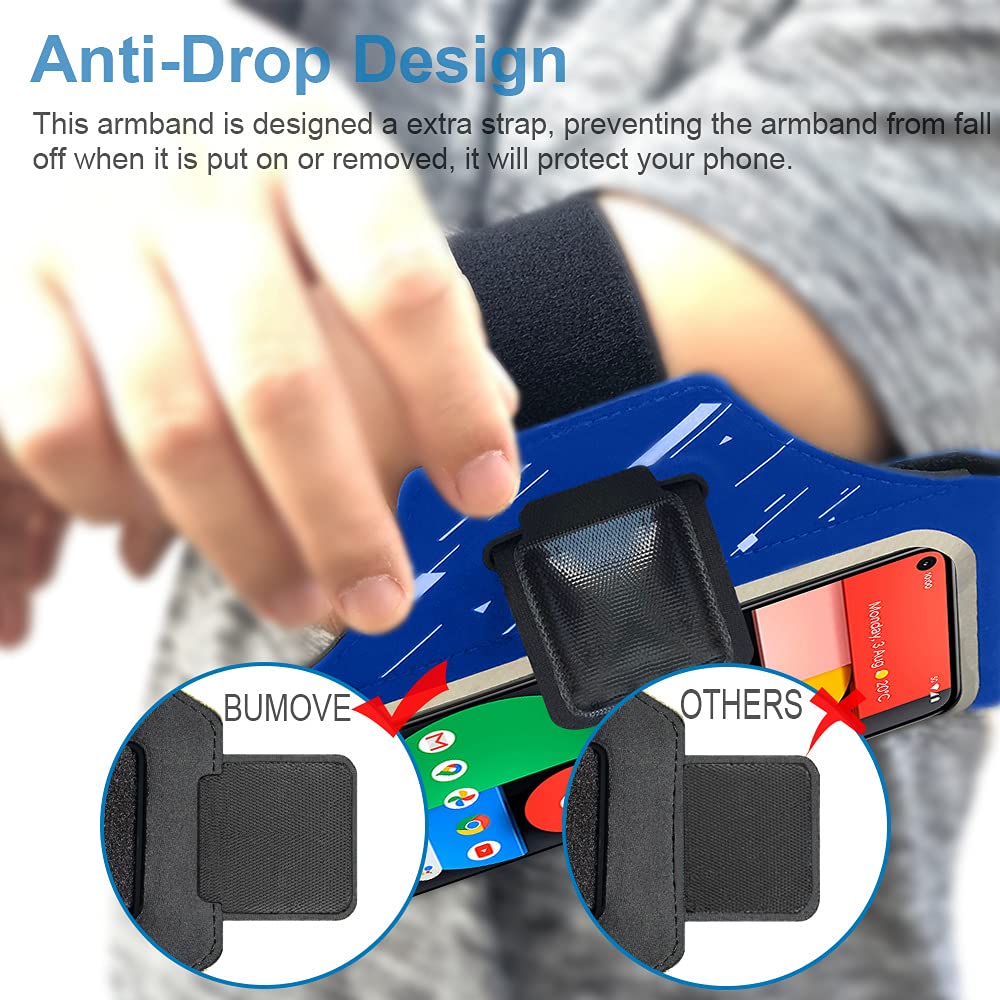 Google Pixel 9/9 Pro/8a/8/7a/7/6a/6/5a/5/4a Running Armband - Adjustable Phone Holder with Key Card Slot & Headphone Port - Perfect for Gym, Jogging & Outdoor Workouts (Dark Blue)