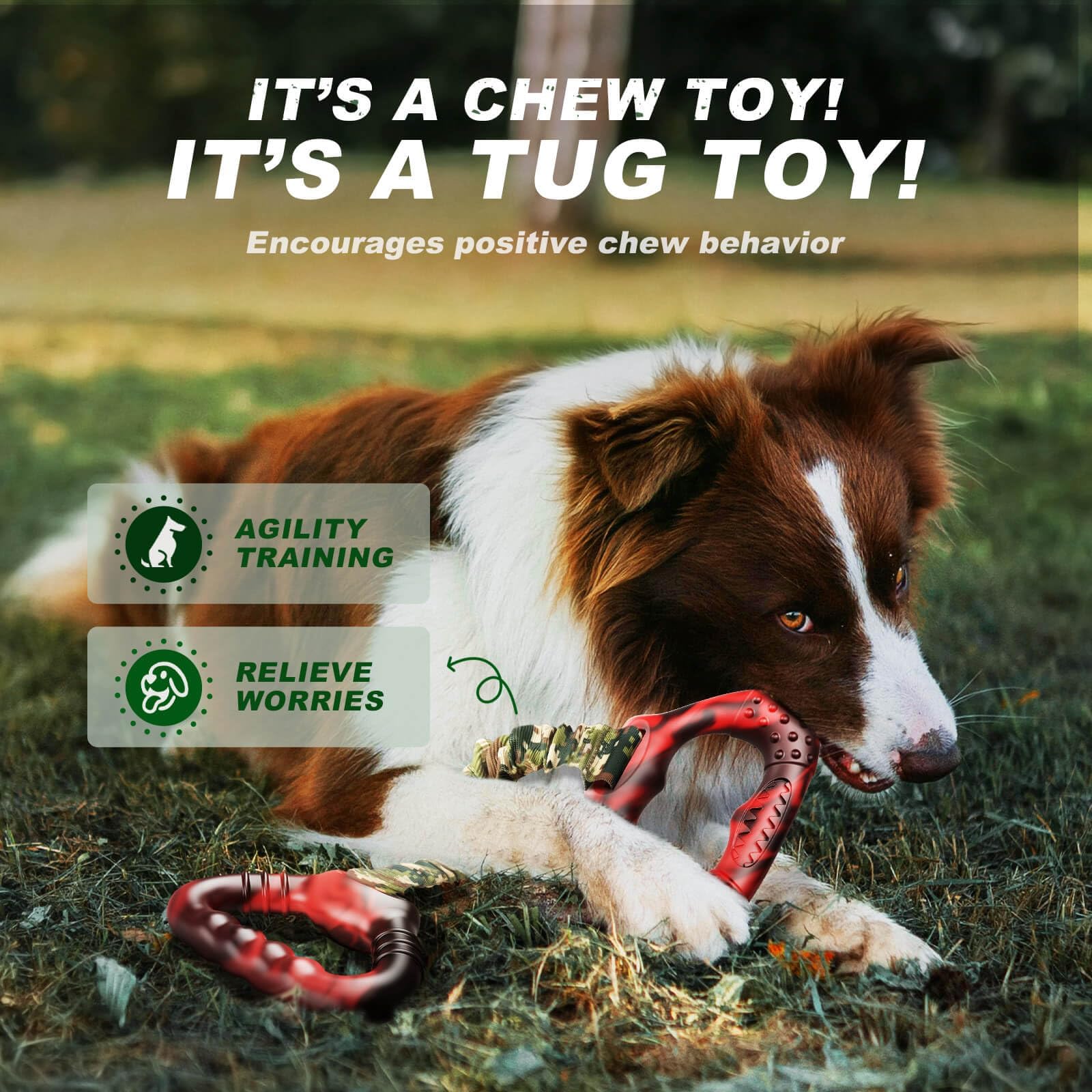 Durable Dog Tug Toy for Large Breeds - Heavy Duty Tug-of-War Rope Toy for Aggressive Chewers, Interactive Training Chew Toy with Elastic Rope - Perfect for Indoor Play, Outdoor Fetch & Puppy Training Sessions
