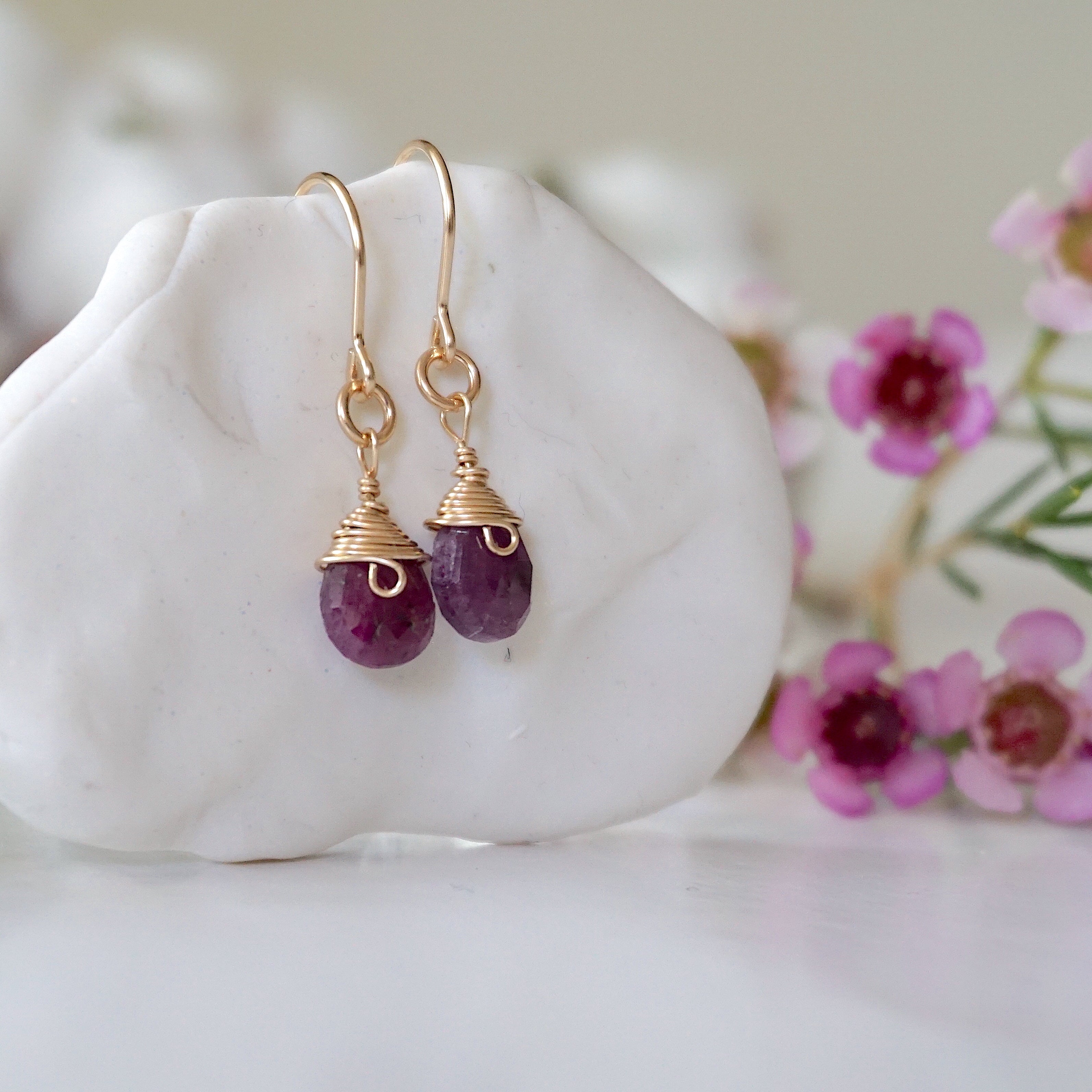 14K Gold Filled Ruby Teardrop Earrings for Women - Elegant Dangle Earrings for Party, Wedding & Special Occasions