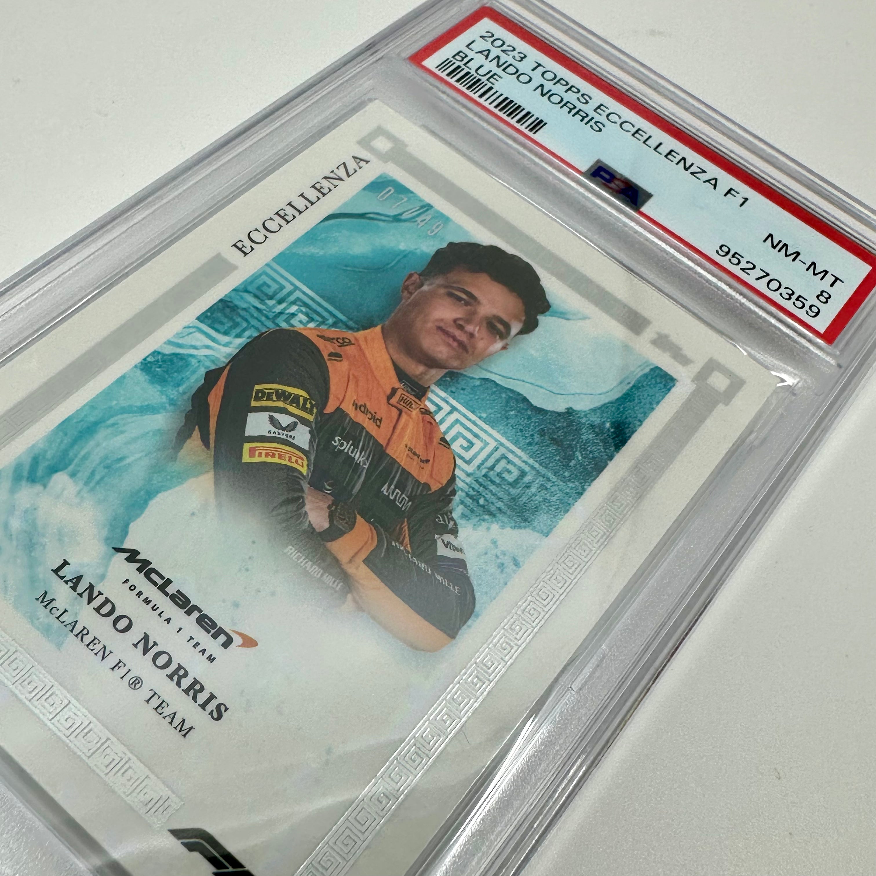 2023 Topps Eccellenza Lando Norris Blue Parallel PSA 8 /49 - Rare Racing Collectible for F1 Fans & Sports Memorabilia Enthusiasts