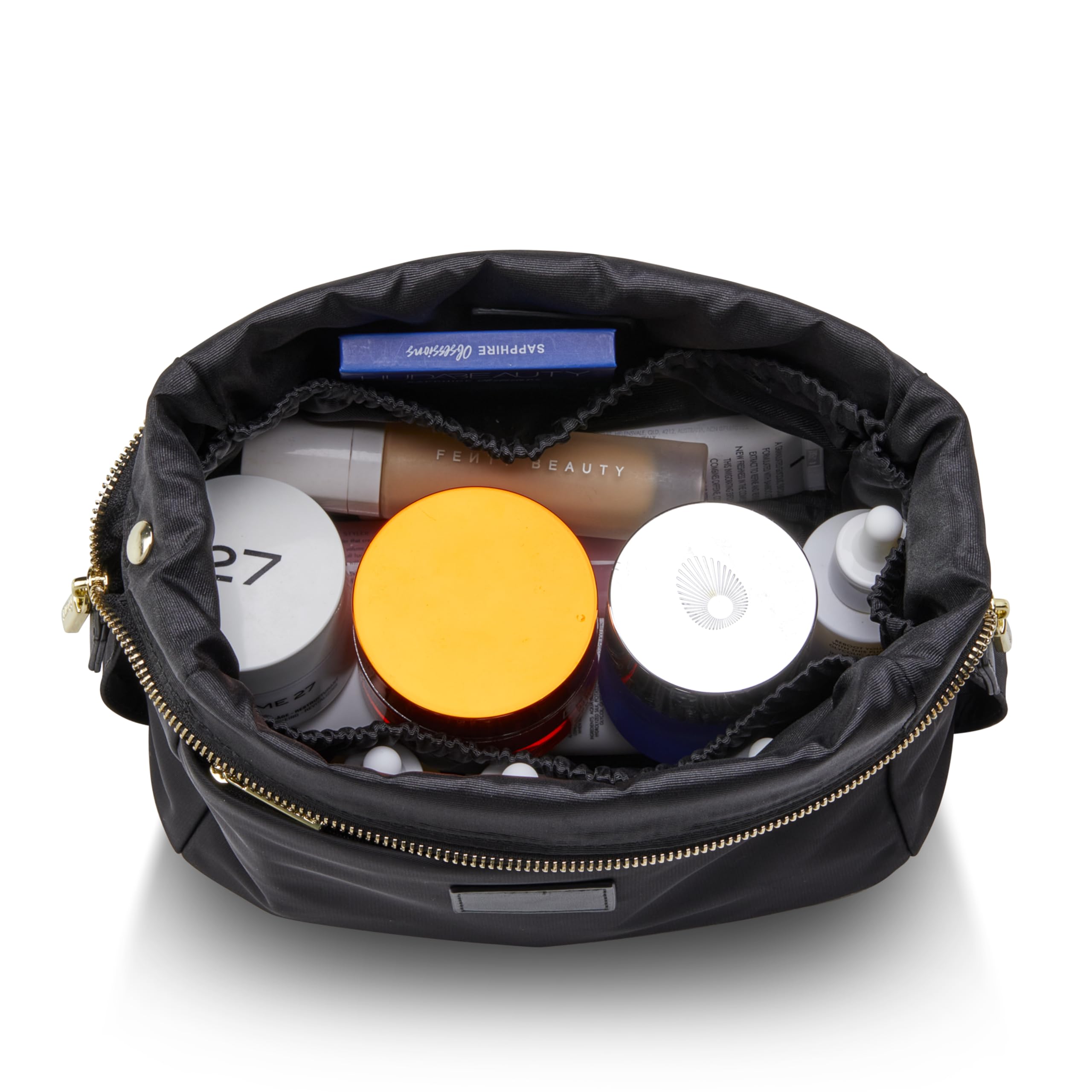 ETOILE Jet Setter Travel Case - Soft Flexible Foldable Makeup Cosmetic Bag for Women | Perfect for Airplane Carry-On, Weekend Getaways & Gym Essentials Organization (Black)