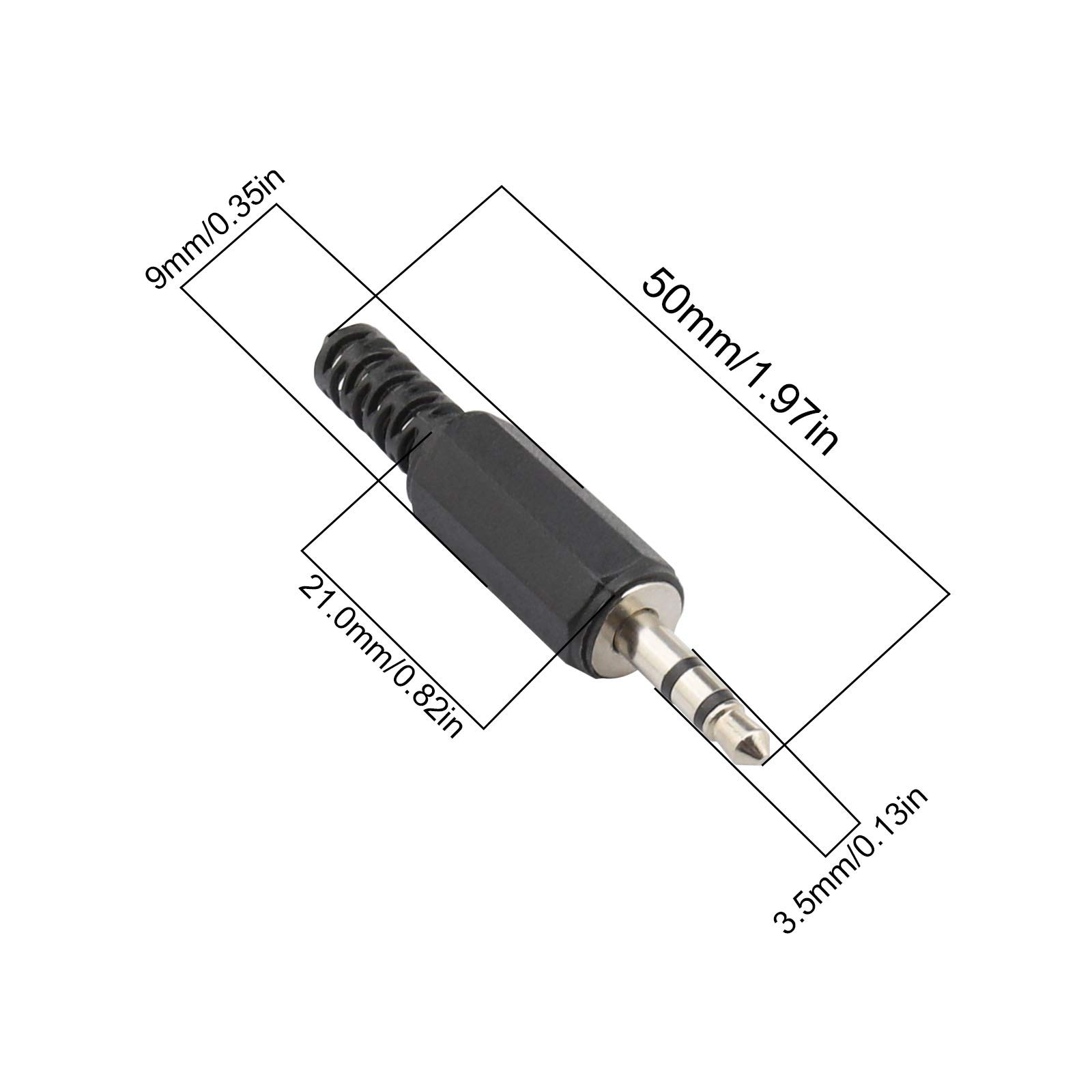 10x 3.5mm TRS Stereo Male Plug Jack Connectors - 1/8