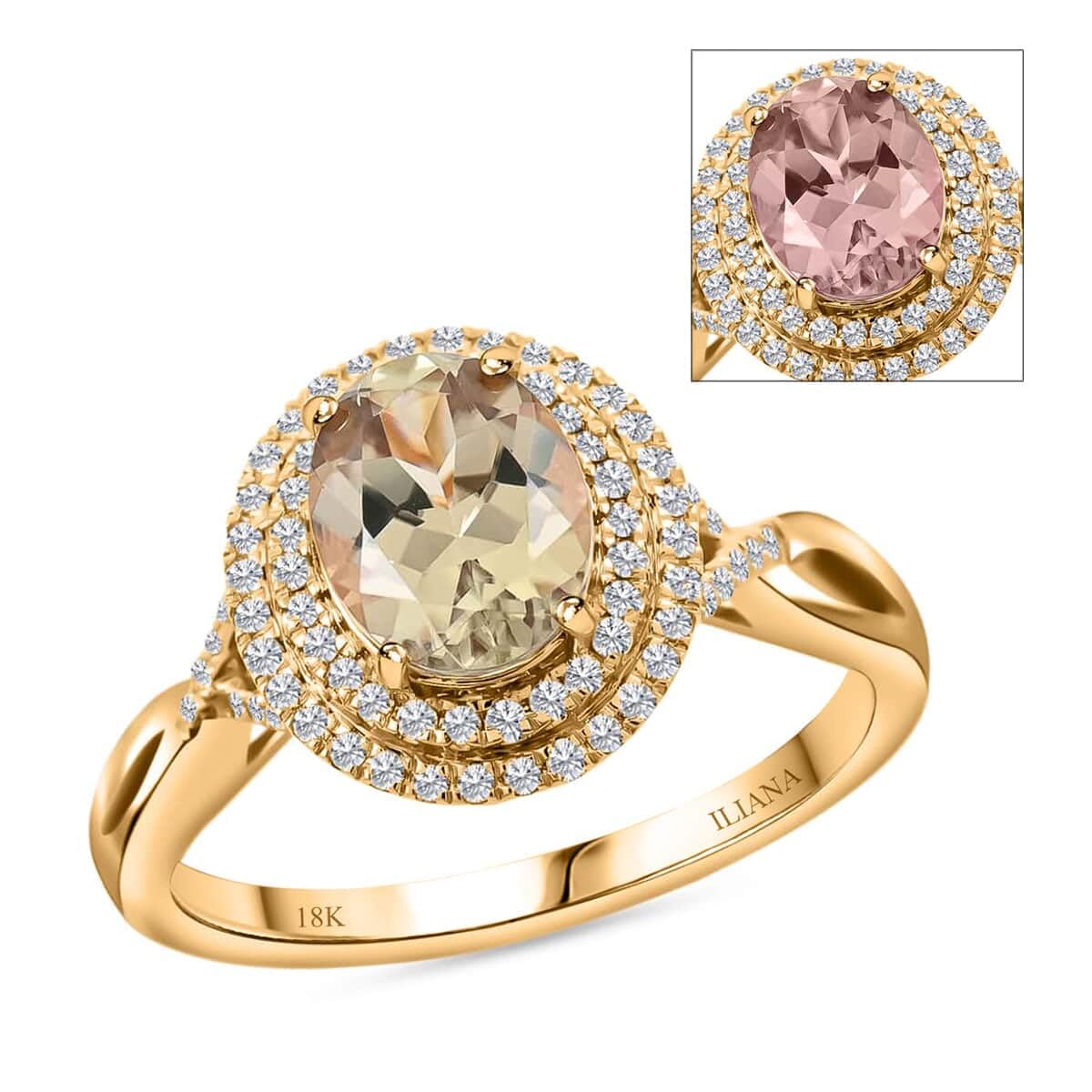 ILIANA AAA Turquoise White Diamond 18K Yellow Gold Halo Ring for Women | Size 10 | 2.2 Ct G-H Color SI Clarity | Engagement, Wedding, Anniversary, Promise Ring | Perfect Birthday Gift for Her | Elegant Jewelry for Special Occasions