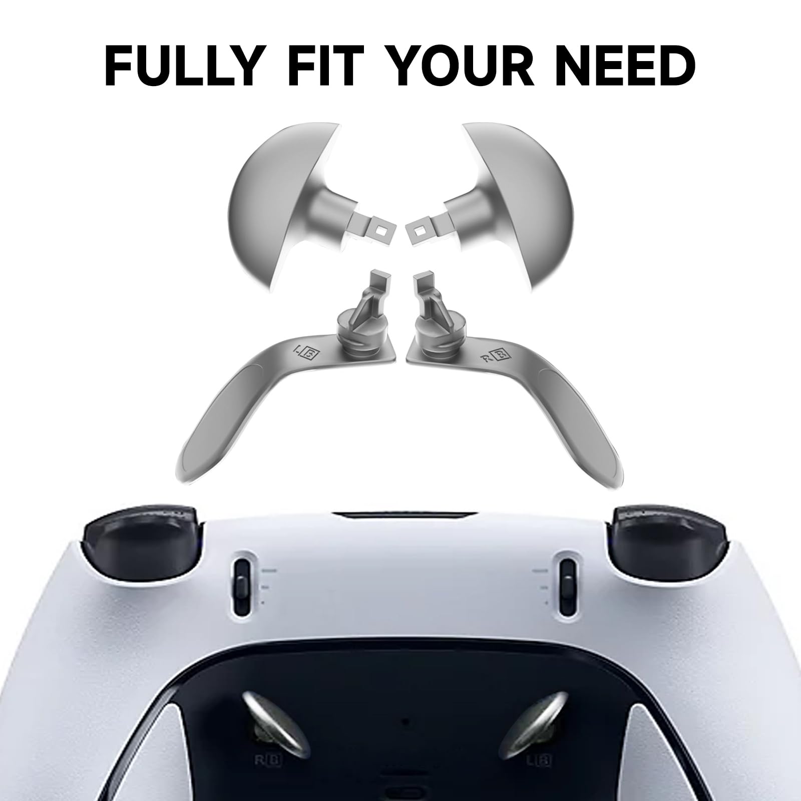 4PCS Metal Back Paddles for PS5 Edge Controller - Silver Replacement Trigger Buttons for PS5 DualSense Edge Gamepad | Enhance Gaming Performance for FPS, Racing & Competitive Play