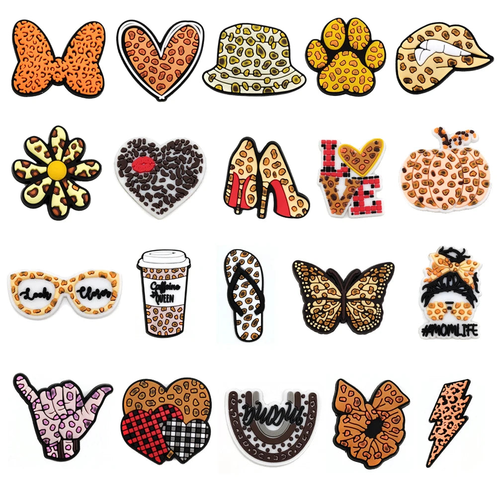 Cute Leopard Print Shoe Charms for Crocs - Fashion Accessories for Sandals & Shoes - Perfect Gift for Women & Girls - Great for Parties, Beach Outfits and Everyday Style