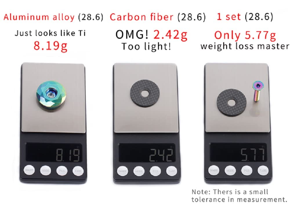 3K Carbon Fiber Bike Headset Spacer Kit (3/5/10/15/20mm) with Top Cap, Star Nut & Titanium Bolt - Compatible with 1-1/8