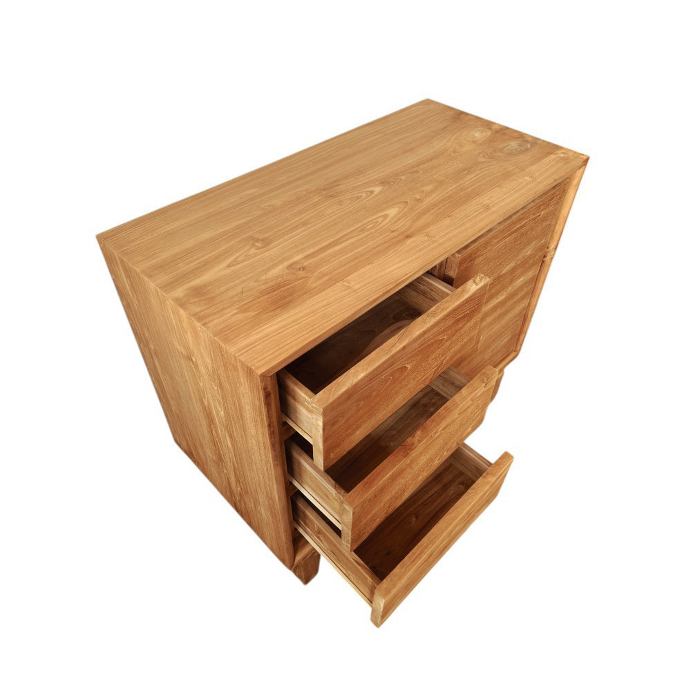 Stylish Riley Teak Wood Sideboard Buffet Cabinet for Dining Room - Modern Storage Furniture for Home & Office Use