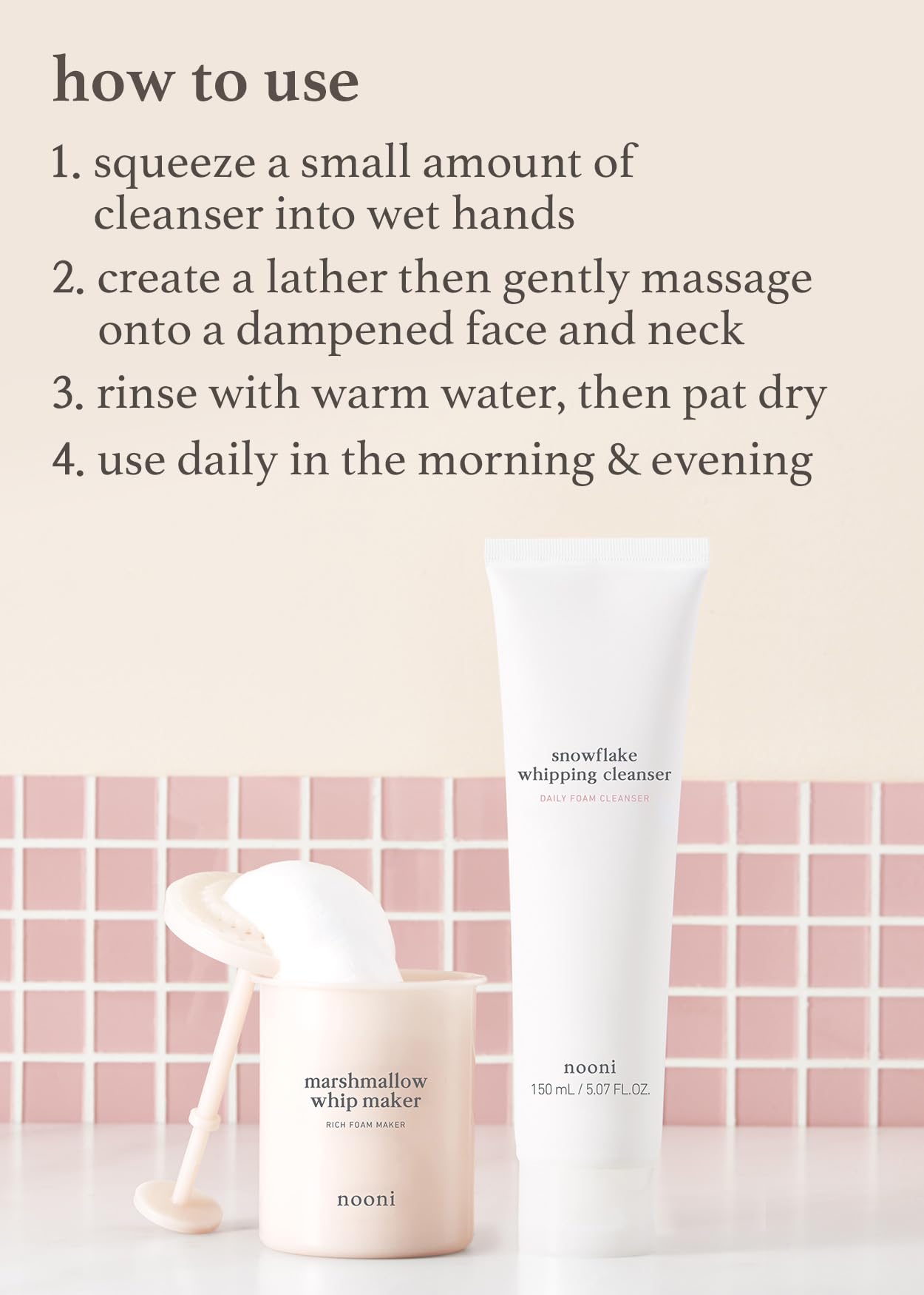 NOONI Korean Facial Cleansing Oil & Foam Wash Bundle - Snow Aqua 0 LHA Toning Pore Care Oil Cleanser (200ml x2) + Snowflake Whipping Foam Cleanser (150ml x2) | Deep Cleansing, Hydrating & Pore Minimizing | Perfect for Double Cleansing Routine & Daily Skincare