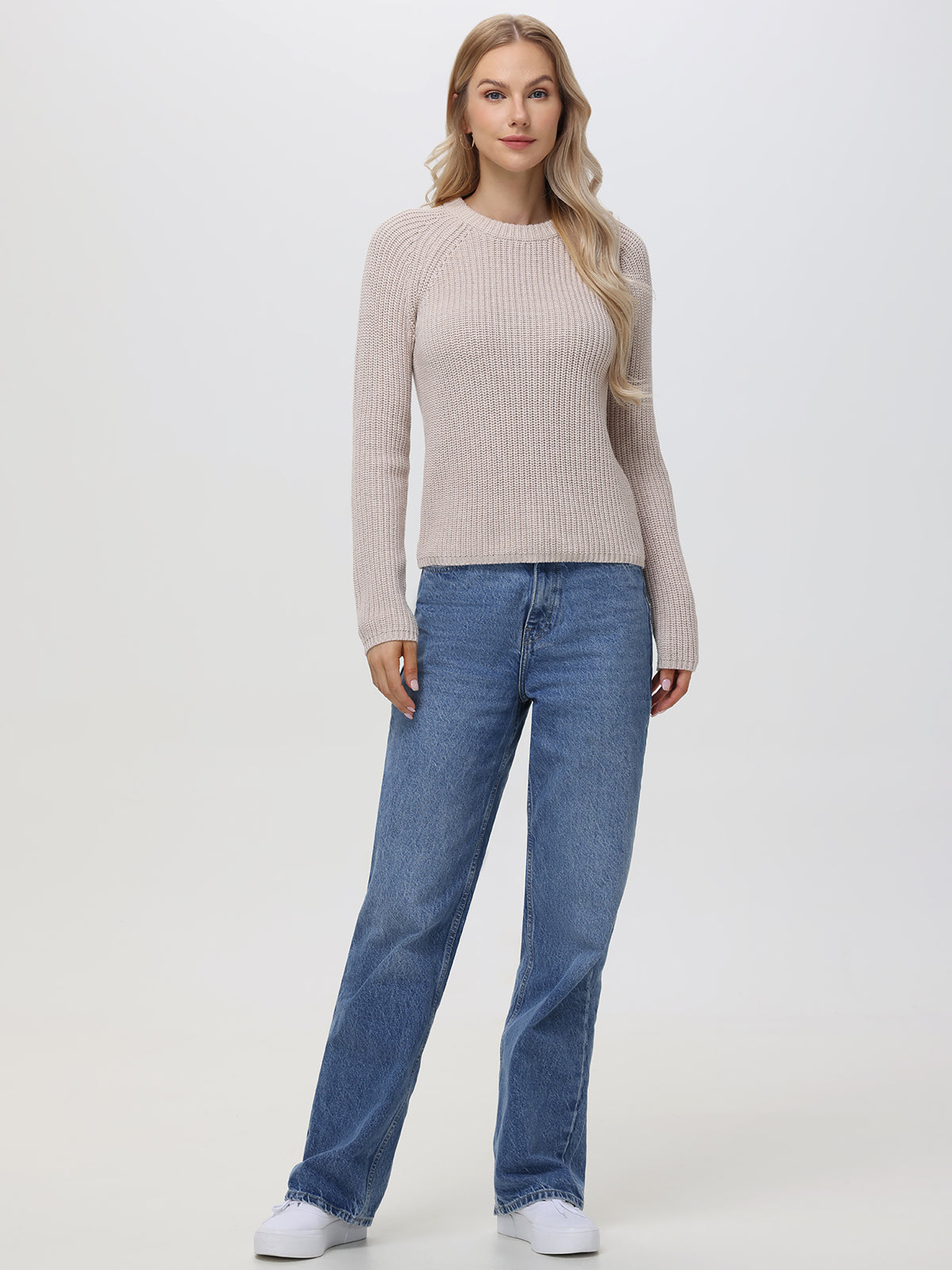 Jane Crewneck Shaker Stitch Cotton Sweater for Women - Soft Casual Knit Pullover for Fall & Winter - Perfect for Office, Date Night and Weekend Outings