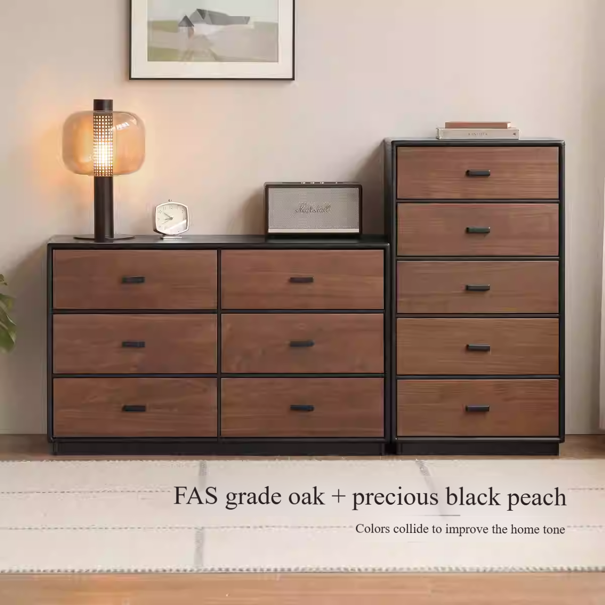 Solid Oak Wood Italian Light Luxury Chest of Drawers - Elegant Bedroom Dresser for Master Suite & Guest Room Storage