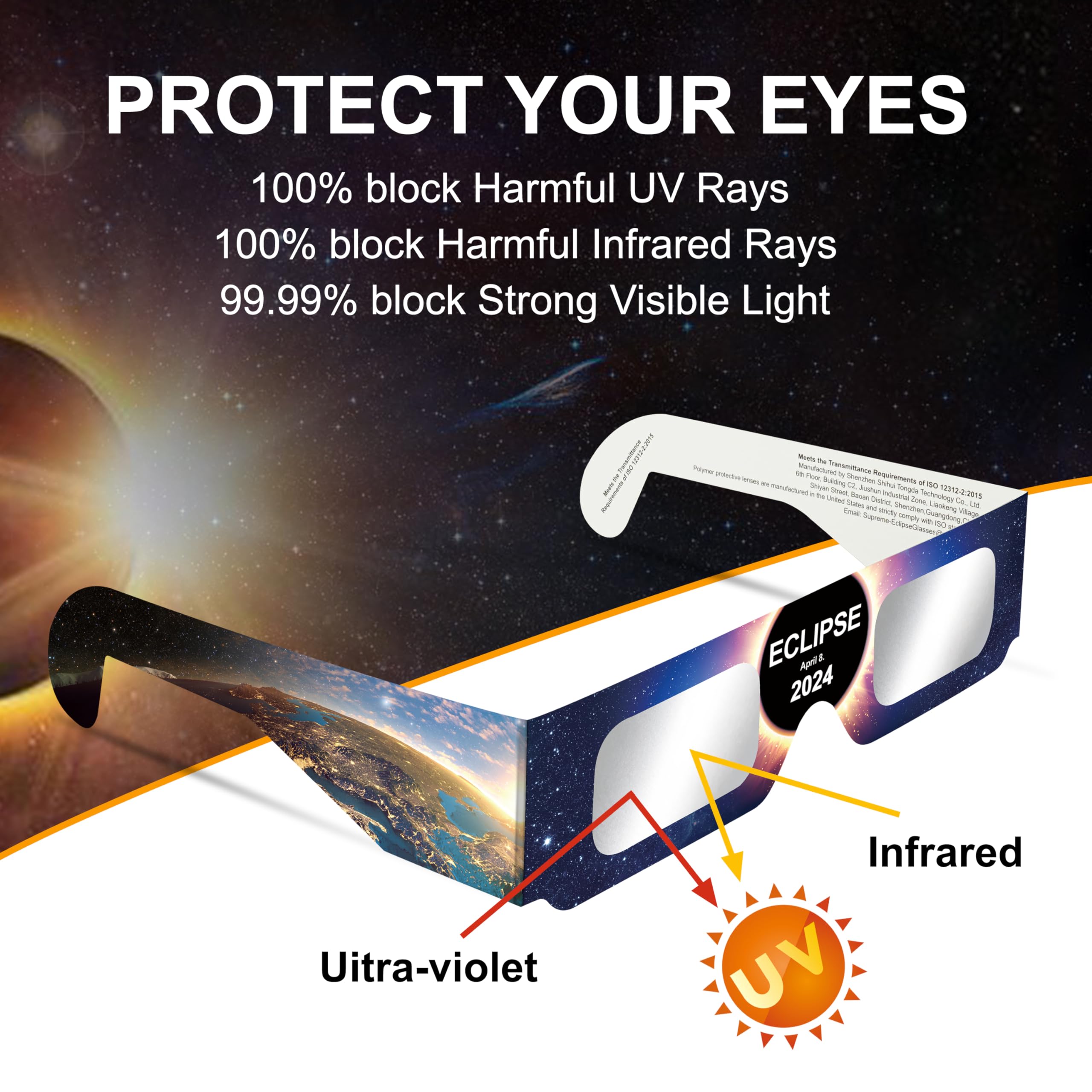2024 Solar Eclipse Glasses - 6 Pack, AAS Approved & ISO Certified for Safe Sun Viewing - Outdoor Events & Astronomy