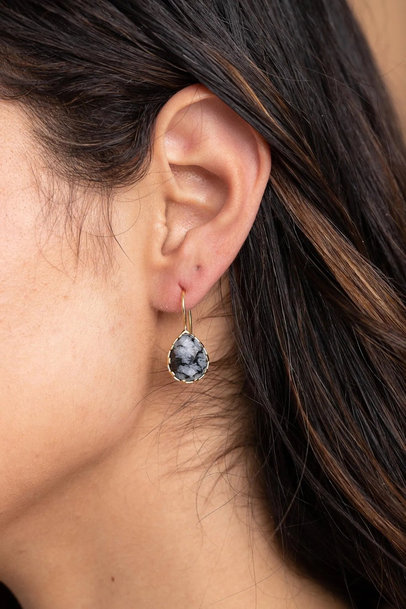 Midnight Agate Stone Earrings for Women - Natural Gemstone Dangle Earrings, Boho Chic Jewelry for Party, Wedding & Evening Occasions