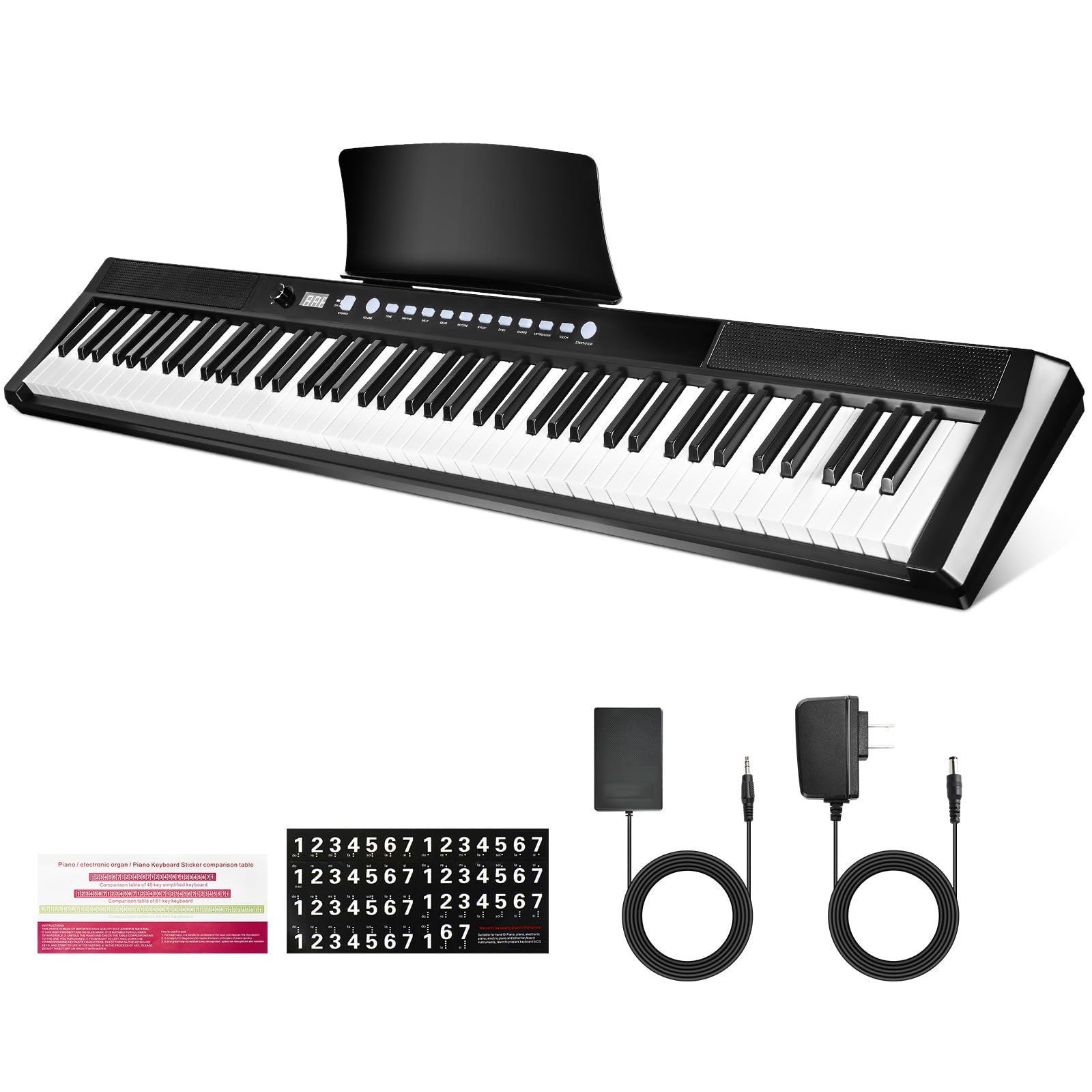 Asmuse 88-Key Digital Piano for Beginners - Semi-Weighted Keys, 128 Tones & Rhythms | Home & Studio Use