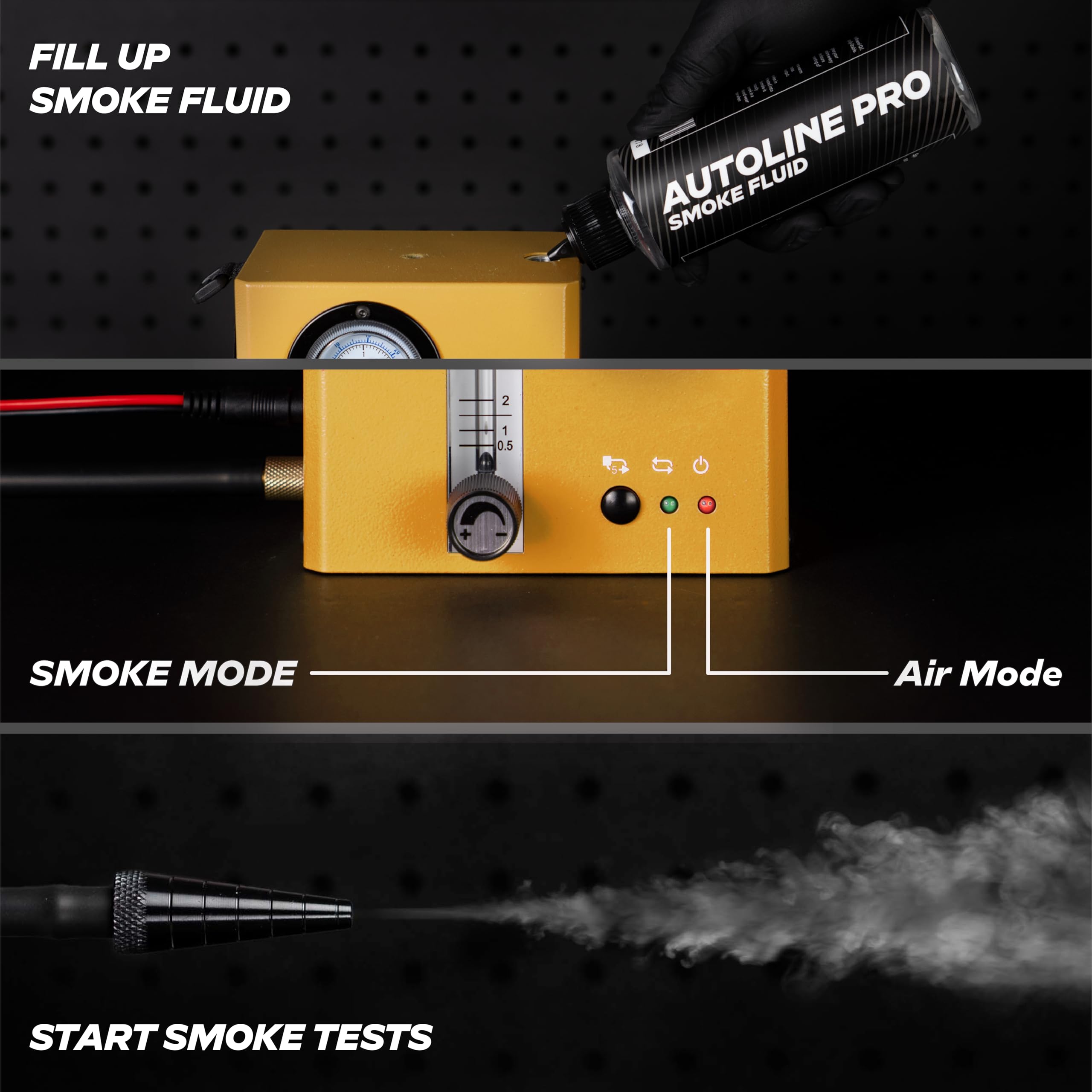 EVAP Smoke Machine Leak Detector Kit with Built-in Air Motor & Pressure Gauge - Model 03 Automotive Diagnostic Tool with Flow Meter & Smoke Fluid - Perfect for EV System Testing, Engine Leak Detection & Car Maintenance (Orange)