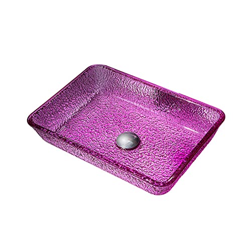 LEFEDA 46x33x11cm Modern Crystal Glass Bathroom Vessel Sink - Artistic Deco Vanity Countertop Sink with Pop-Up Drain & Accessories - Perfect for Spa, Luxury Home, or Hotel Bathroom Renovation