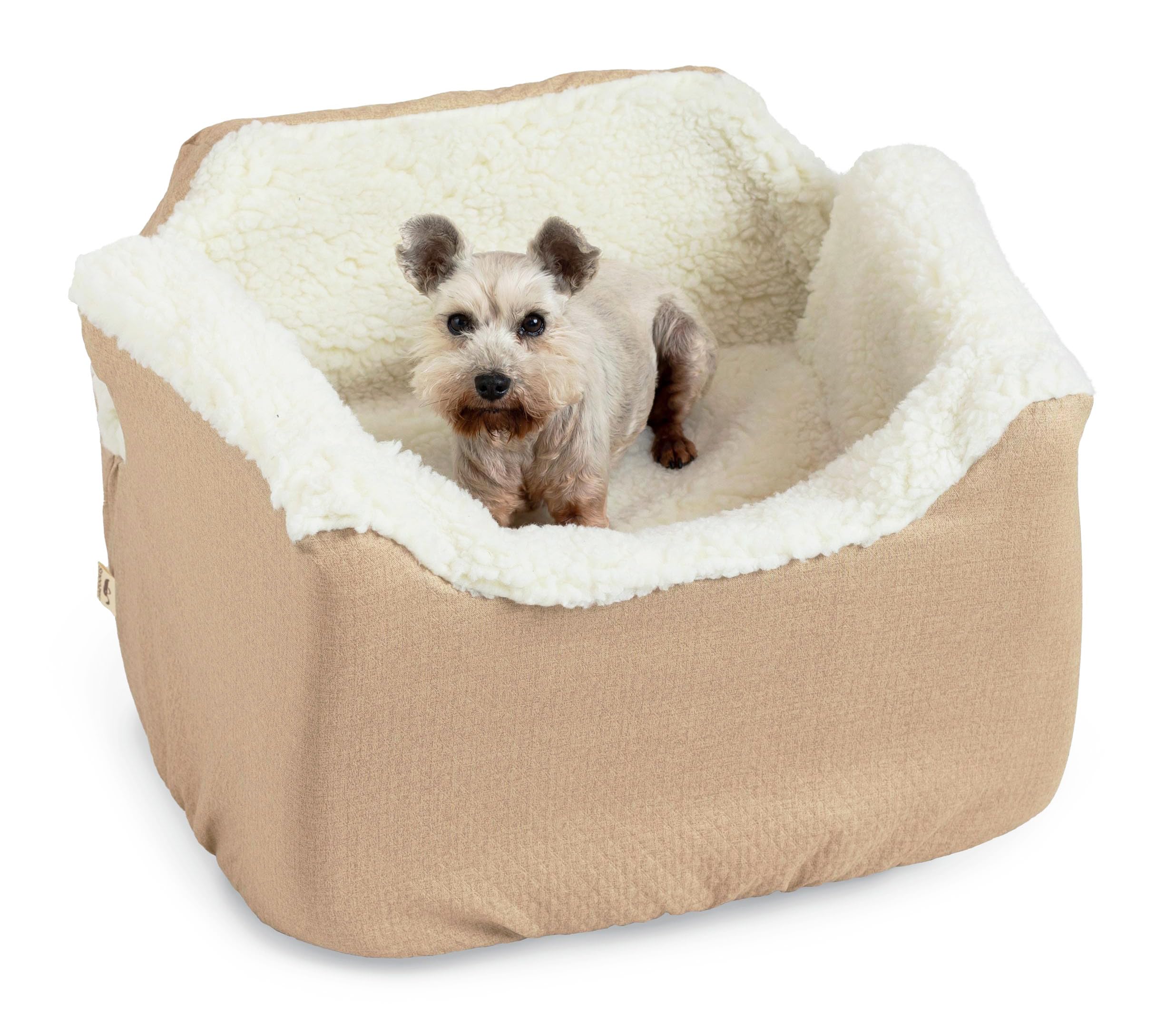 Snoozer Lookout I Dog Booster Car Seat for Small Dogs Under 25lbs - Medium Size Birch Diamond Fabric Pet Car Seat - Helps Prevent Dog Motion Sickness - Removable Washable Cover - Perfect for Road Trips, Vet Visits & Daily Car Rides