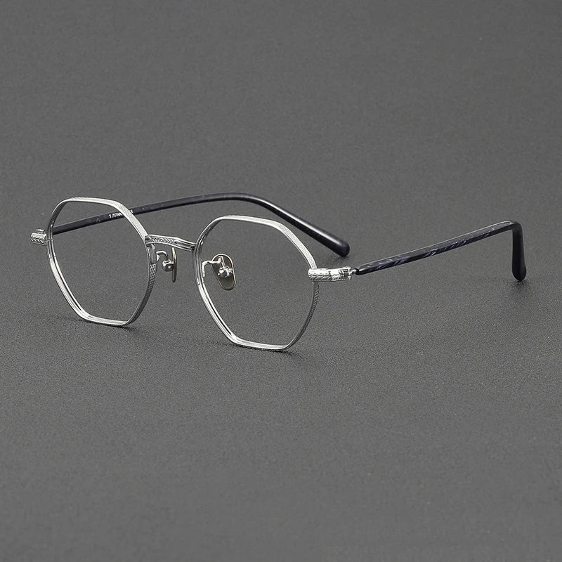 Black Titanium Full Rim Polygon Oval Eyeglasses for Women - Lightweight & Durable Frame - Perfect for Work, Reading & Fashion Accessories
