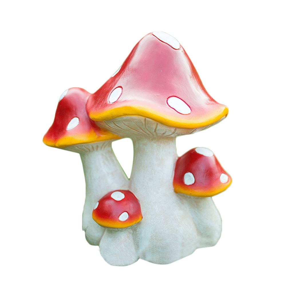 BJK Garden Mushroom Sculpture Decorations - Outdoor Patio, Lawn & Wedding Decor - FRP Simulation Mushroom Ornament (Red, 4 Inch) - Perfect for Garden Landscaping, Backyard Decor & Special Events