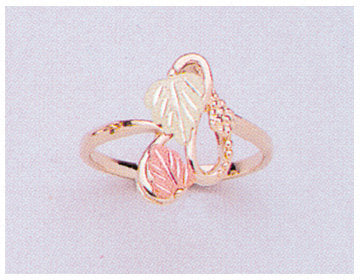 10kt Three Tone Gold Red & Green Leaves Blank Ring - Size 4-8 - Prospector Gold Setting (643-622) - Perfect for Wedding Bands, Anniversary Gifts & Jewelry Making