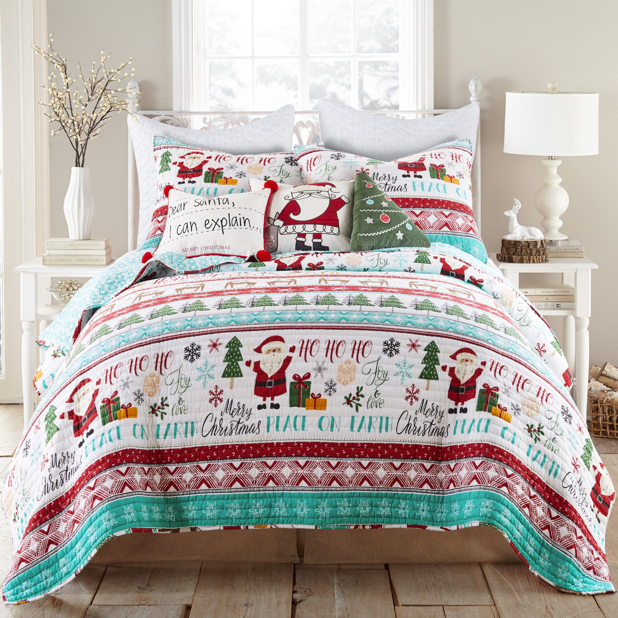 Ho Ho Holidays Quilt Set - Christmas Bedding Collection | Cozy Festive Quilt for Winter Home Decor & Holiday Guest Room